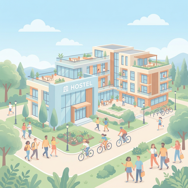 Modern Hostel Campus Background